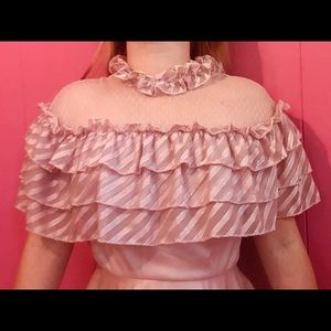 Vintage 70s Pale Pink Maxi Party Dress